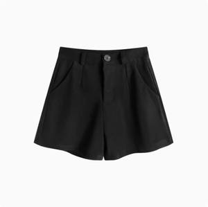Shorts en crêpe taille haute pour femme, couleur unie, logo personnalisé, service OEM, 220g, séchage rapide, ourlet déchiré, coupe classique, style décontracté - Product Image 5