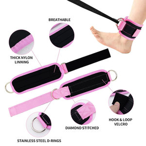 Adjustable Pink <b>Ankle</b> Guards with Metal Ring Hook and Loop Closure for Fitness <b>Support</b> - Product Image 3