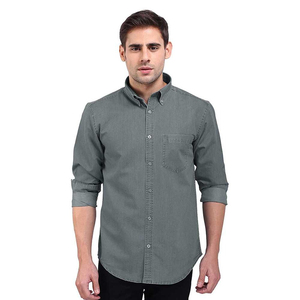 Wholesale Custom Logo Cotton Denim Long Sleeve <b>Patchwork</b> Casual <b>Shirts</b> for Men Sizes Plus 6XL Anti-Wrinkle Breathable Features - Product Image 4