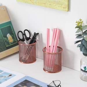 Rose Gold Metal Pencil Holder Desk Organizer for Office Supplies <b>Makeup</b> Brush Holder Stylish Pen Stand for Home Office Desk - Product Image 6