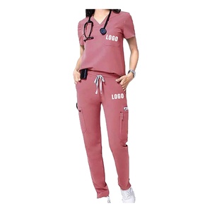 Nouvel ensemble deux pièces ajustable à taille élastique pour médecin pédiatre, respirant, doux et confortable, uniforme d'hôpital - Product Image 1