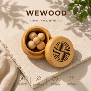 Caja Difusora de Aroma de Madera de Haya Natural Premium, Ecológica y Duradera, con Bolas de Madera |   Fabricante OEM ODM de Origen Vietnamita para Todas las Estaciones - Product Image 1