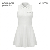 Robe sans manches pour femme de pickleball, unie, avec poches, col rabattu zippé, séchage rapide, écologique, en Spandex/Nylon, longueur genou
