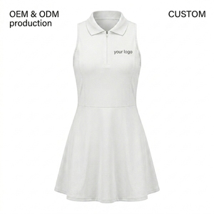 Vestido Deportivo sin Mangas para Mujer, con Bolsillos, Cierre de Cremallera, Cuello Camisero, Secado Rápido, Ecológico, de Spandex/Nailon, Largo hasta la Rodilla - Product Image 2