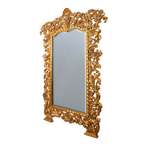 Miroir mural ovale en teck sculpté à la main de luxe avec bordure encadrée de 5,0 mm d'épaisseur, construction durable, style baroque classique - Product Image 2