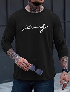 Mens Graphic <b>Tshirt</b> Casual Print Stretchy <b>Long</b> Sleeve Crewneck Tee Shirt - Product Image 2