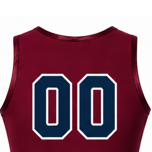Débardeur de cheerleading bordeaux sans manches, respirant, uniforme sportif d'équipe, vêtement de performance personnalisé - Product Image 5
