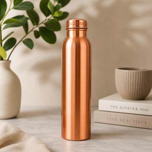 High Finished Pure <b>Copper</b> Water <b>Bottle</b> Aesthetic Metal <b>Drinking</b> <b>Bottle</b> For Homes Offices Yoga Vintage Ayurvedic Drink Vessel - Product Image 5