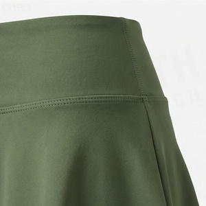 Jupe courte taille haute pour femme, couleur unie, style sportif, volants, tissu respirant en spandex et polyester, à porter toute l'année - Product Image 5