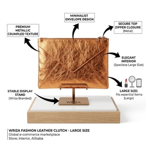 Sac à main en cuir véritable pour femme Wriza, grande taille, avec fermeture à glissière, élégant, pour les soirées, les voyages et l'usage quotidien - Product Image 2