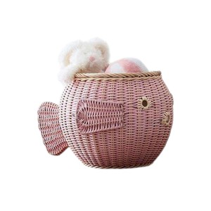Cesta de Almacenamiento Grande de Ratán con Forma de Pez, Organizador de Juguetes para Niños, Organizador de Artículos Diversos, Maceta Decorativa con Forma de Animal para Sala de Estar - Product Image 3
