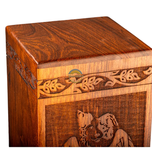 AYAANS Rosewood wooden Hand Carved Wooden Hot Selling cremation Urn <b>Box</b> for Adult Ashes Wholesale Cremation Urns (6X6X11)IN - Product Image 2