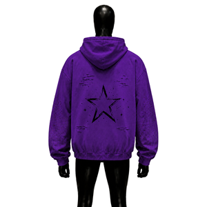 Sudadera con capucha morada duradera de gran tamaño con cremallera, estilo gótico tribal, corte holgado, moda urbana, ropa casual, atuendo diario, ropa de fin de semana - Product Image 2
