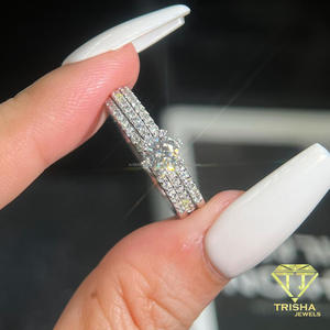 Round Cut Moissanite Bridal <b>Ring</b> Set VVS <b>925</b> Sterling <b>Silver</b> Engagement Wedding <b>Ring</b> Jewelry For Women - Product Image 3