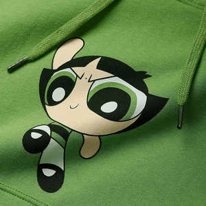 Sudadera con capucha informal con estampado de dibujos animados verdes para mujer, sudadera con cordón y manga larga - Product Image 6