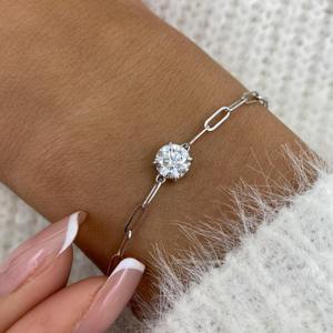 สร้อยข้อมือเพชรทรงกลมสร้างในห้องปฏิบัติการ ทองคำแท้ 14K สีเหลือง 1.00 กะรัต สร้อยข้อมือเพชรเรียบหรู ดีไซน์สวยงาม ไอเดียของขวัญวันครบรอบ - Product Image 2