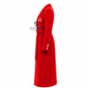 Delta |   Sigma |   Manteau trench long croisé ceinturé pour femme Theta, col à revers cranté, manches longues, coupe ajustée, vêtement d'extérieur formel - Product Image 3
