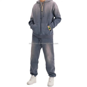Mono Riders Unisex Custom Breathable 100% Polyester Sweat Suit <b>Set</b> Stacked Sweatpants Jogger Acid <b>Wash</b> Hoodie 2-Piece Tracksuit - Product Image 5