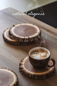 Durable Acacia Pine Mango Wood <b>Coasters</b> <b>Drinks</b> Handmade Cup Mats Table Protector Set Eco-Friendly Heat Resistant Home Dining - Product Image 4