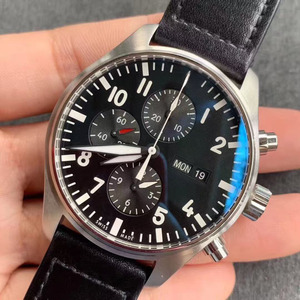Classic and Elegant Business Luxury Black Dial Cowhide Strap Casual Commuting <b>Chronograph</b> Date <b>Automatic</b> Mechanical Men's Watch - Product Image 3