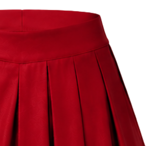 Jupe de cheerleading plissée rouge avec bordure rayée blanche et noire, uniforme de performance athlétique pour femmes et filles, tenue d'équipe - Product Image 3
