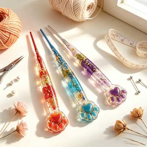 เข็มโครเชต์ลายดอกไม้สีแดงและสีน้ำเงินสำหรับงานฝีมือและงานศิลปะสะสม - Product Image 6