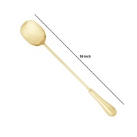 Cuillère de service dorée 16 pouces, design minimaliste en métal, manche poli durable, style 1, cuillère de service dorée