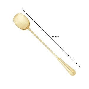 Cuillère de service dorée 16 pouces, design minimaliste en métal, manche poli durable, style 1, cuillère de service dorée - Product Image 3