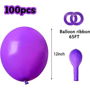 Confezione da 100 Palloncini in Lattice Opaco Viola Spesso 12 Pollici per Halloween, Compleanni, Matrimoni e Decorazioni - Product Image 2