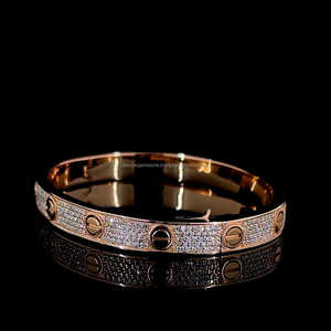 Bijoux de couple de luxe en argent 925 plaqué or rose 18 carats cadeau largeur 7mm trois rangées de diamants moissanite bracelet pour femme bracelets - Product Image 3