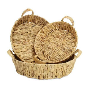 ชุดตะกร้าผักตบชวาธรรมชาติ HomeRoots จำนวน 3 ใบ - ขนาดกลาง - Product Image 1