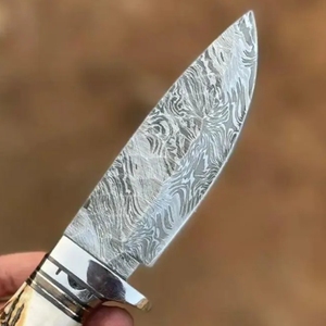 Cuchillo Bowie de Acero de Damasco Hecho a Mano con Hoja Recta y Punta Clip, Mango de Cuerno Fijo, para Supervivencia al Aire Libre y Camping, OEM ODM Venta al por Mayor - Product Image 2