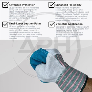 Guantes de Manipulación Reforzados con Palma de Tela de Contraste, Correa de Muñeca Ajustable, Puño Extendido y Paneles Múltiples, para Venta al por Mayor - Product Image 4