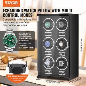 Super silenzioso giapponese Mabuchi Motors Watch Winder 6 uomini orologi meccanici automatici da donna nero guscio blu luce LED - Product Image 2