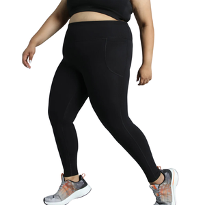 Plus Size Full Length Solid <b>Pattern</b> <b>Leggings</b> Knitted Quick Dry Seamless High Waist Yoga OEM ODM Activewear Factory Women - Product Image 3