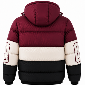 Mens Winter Color Block <b>Zip</b>-<b>Up</b> Puffer <b>Jacket</b> Canvas Plain Dyed Stand Outdoor Windproof Breathable Eco-Friendly Anti-Bacterial - Product Image 2