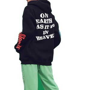 Sweat-shirt à capuche noir pour homme, en molleton surdimensionné, respirant, décontracté, pour l'hiver - Product Image 5