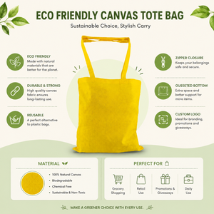 Large Eco Friendly <b>Canvas</b> <b>Tote</b> Bag | Biodegradable Grocery Shopping Bag | Custom Logo Zipper <b>Tote</b> For Retail Promotions - Product Image 5