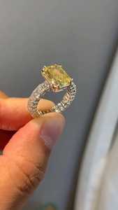 Yellow 3CT Radiant Cut Moissanite Full <b>Eternity</b> <b>Ring</b> Original 925 Sterling <b>Silver</b> Wedding Promise Unique Gift For Brides Charms - Product Image 4