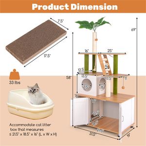 Torre per Gatti di Lusso in Legno Massello con Armadietto, Grande Cuccia per Gatti con Tiragraffi in Sisal e Legno per Uso Domestico - Product Image 5