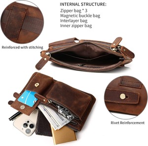 กระเป๋าคาดเอวหนังสีน้ำตาลสำหรับผู้ชาย กระเป๋าคาดเอววินเทจ กระเป๋าคาดเข็มขัด กระเป๋าเดินทาง กระเป๋าสะพายข้าง กระเป๋าใส่โทรศัพท์ กระเป๋าใส่เงิน - Product Image 5