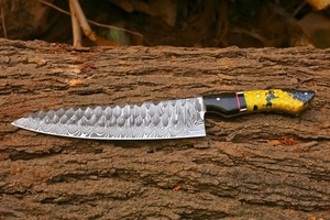 Couteau de chef artisanal en acier Damas, manche en résine nid d'abeille, bord droit biseauté, qualité industrielle TE-1126 TRAJ ENTERPRISES - Product Image 5