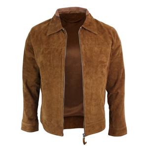 Chaqueta de cuero de gamuza para hombre Chaqueta de cuero de piel de cordero real marrón Biker Moto Chaquetas de cuero puro para hombre personalizadas - Product Image 3