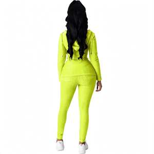 Women's Adults Solid Breathable Autumn <b>Vintage</b> Sportswear Sets Spandex/Cotton Athletic Jacket Long <b>Pants</b> Drawstring Midweight - Product Image 2