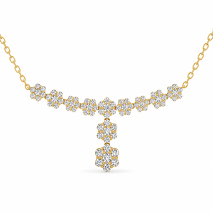 Collar de Novia con Colgante de Flor en Forma de Y, Plata de Ley 925, Diseño Floral en Racimo, con Diamante Simulado de Corte Redondo Exquisito - Product Image 1