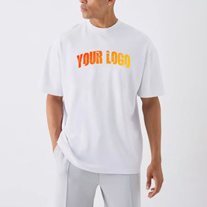 Nouveaux T-shirts pour hommes de style hip-hop surdimensionnés à la mode, épaules tombantes, col rond, manches courtes, amples, 100% coton, grande taille - Product Image 1