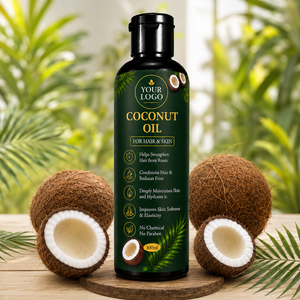 Huile de coco vierge naturelle pour cheveux bouclés et abîmés et peau 100ml Soin hydratant du cuir chevelu Sans silicone et sans cruauté - Product Image 1