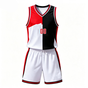 Ensemble de maillots de basket-ball personnalisés par sublimation, unisexe, sans manches, bicolore, impression 00 au dos, adulte, toutes saisons, respirant, coupe athlétique - Product Image 2