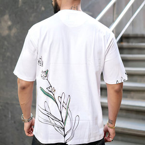 T-shirts de sport décontractés surdimensionnés pour hommes, très demandés, avec logo personnalisé, col rond, imprimés, 100 % coton, écologiques - Product Image 4