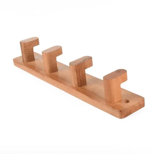 100% Natural Wood Coat <b>Hooks</b> Hanger Factory Wholesales Single Tier Rectangle Design Durable For Clothing Storage Wall Hanger - Product Image 2